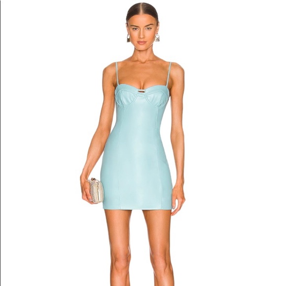 Bardot Sibella Mini Dress Faux Leather Adjustable Spaghetti Straps Stretch - Picture 1 of 11